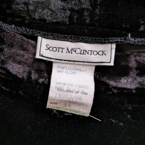 Vintage Crushed Velvet Pencil Skirt 14 Black Elegant Gothic Holiday Party Formal - Picture 5 of 6